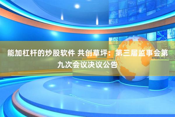 能加杠杆的炒股软件 共创草坪：第三届监事会第九次会议决议公告
